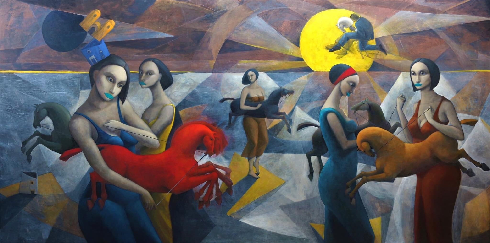 La Noche de las Valquirias Oleo sobre Lienzo 150 X 300 cm